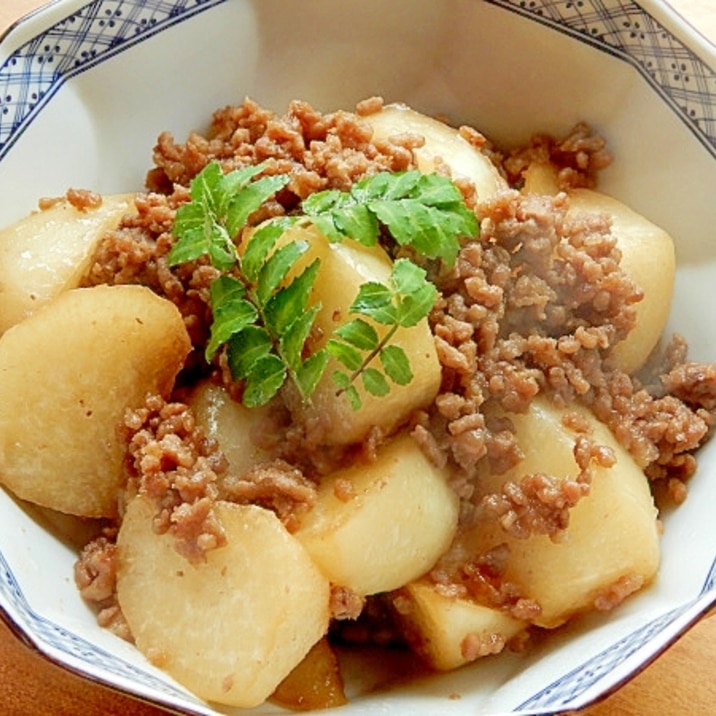 減塩&ノンオイル❤大根と合挽き肉の煮物♪(山椒)